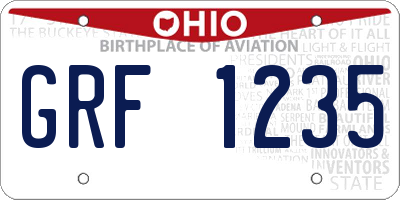 OH license plate GRF1235