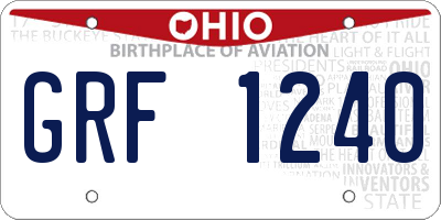 OH license plate GRF1240
