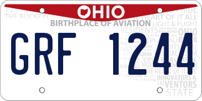 OH license plate GRF1244