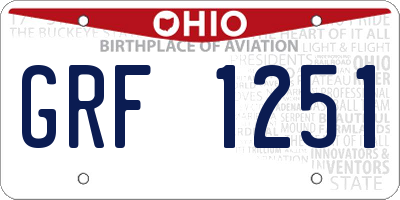 OH license plate GRF1251