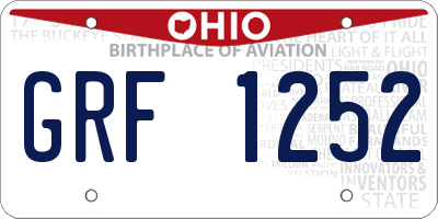 OH license plate GRF1252