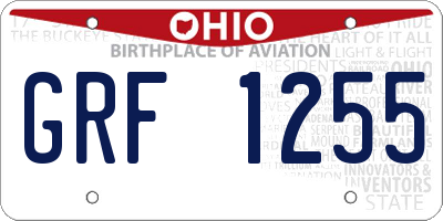 OH license plate GRF1255