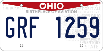 OH license plate GRF1259