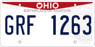OH license plate GRF1263