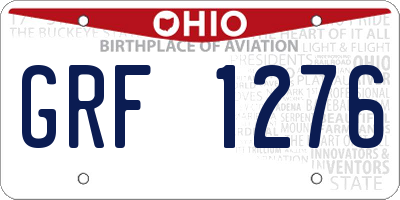 OH license plate GRF1276