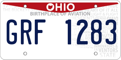 OH license plate GRF1283