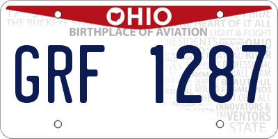 OH license plate GRF1287