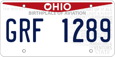 OH license plate GRF1289