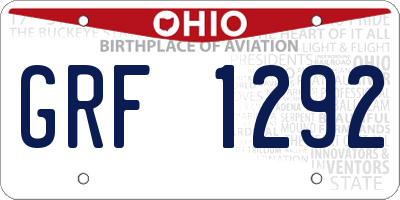 OH license plate GRF1292