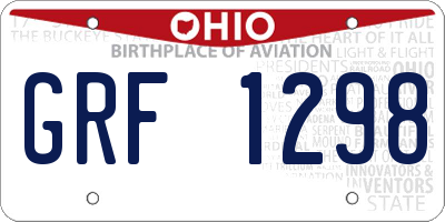 OH license plate GRF1298