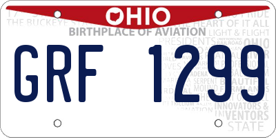 OH license plate GRF1299