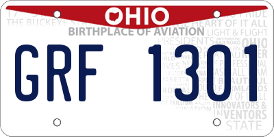 OH license plate GRF1301