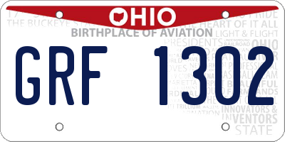 OH license plate GRF1302