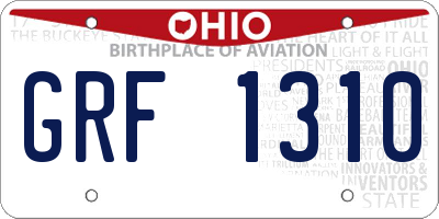 OH license plate GRF1310