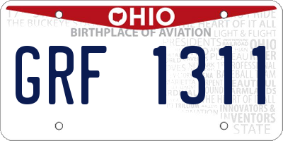 OH license plate GRF1311