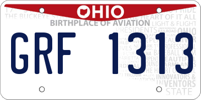 OH license plate GRF1313