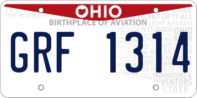 OH license plate GRF1314