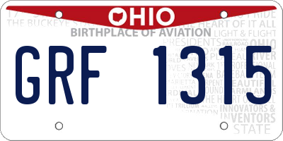 OH license plate GRF1315