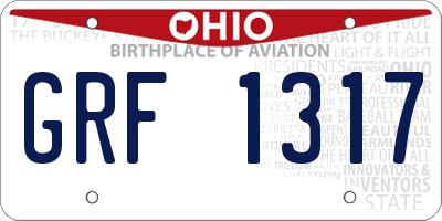 OH license plate GRF1317