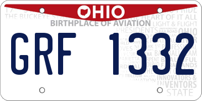 OH license plate GRF1332