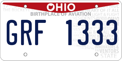 OH license plate GRF1333