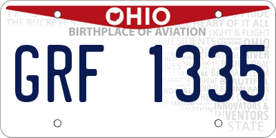 OH license plate GRF1335