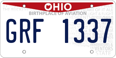OH license plate GRF1337