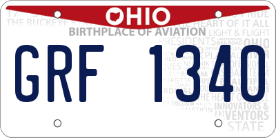 OH license plate GRF1340