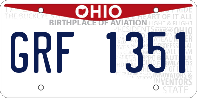 OH license plate GRF1351