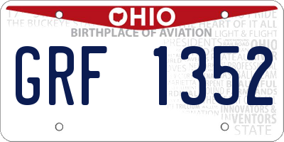 OH license plate GRF1352