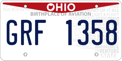 OH license plate GRF1358