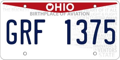 OH license plate GRF1375