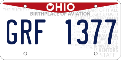OH license plate GRF1377
