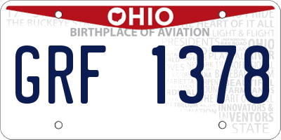 OH license plate GRF1378