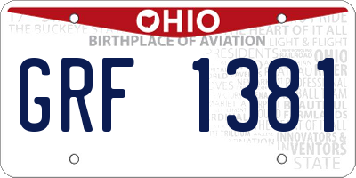 OH license plate GRF1381