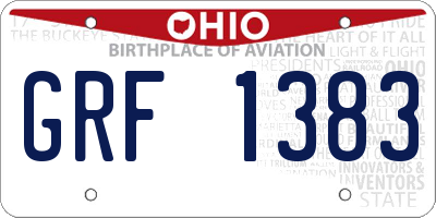 OH license plate GRF1383
