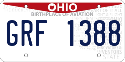 OH license plate GRF1388