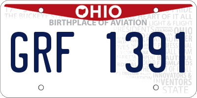 OH license plate GRF1391