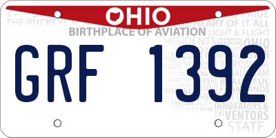 OH license plate GRF1392