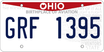 OH license plate GRF1395