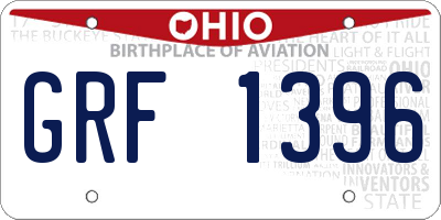 OH license plate GRF1396