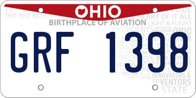 OH license plate GRF1398