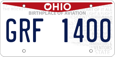 OH license plate GRF1400