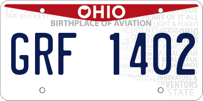 OH license plate GRF1402
