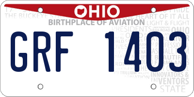 OH license plate GRF1403