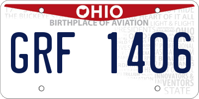 OH license plate GRF1406