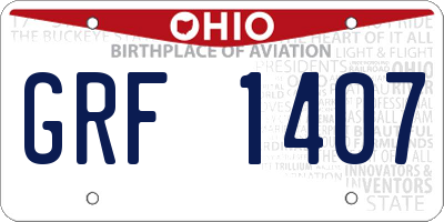 OH license plate GRF1407