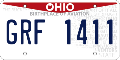 OH license plate GRF1411