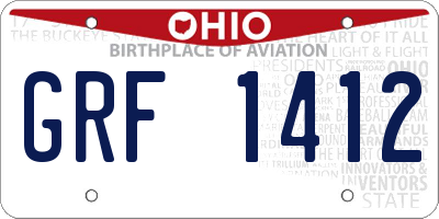 OH license plate GRF1412