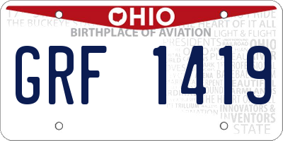 OH license plate GRF1419